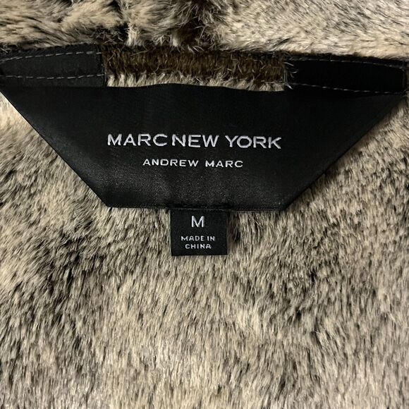 Marc New York Andrew Marc Dark Brown Faux Fur & Suede Festival Vest Womens M - Picture 3 of 9